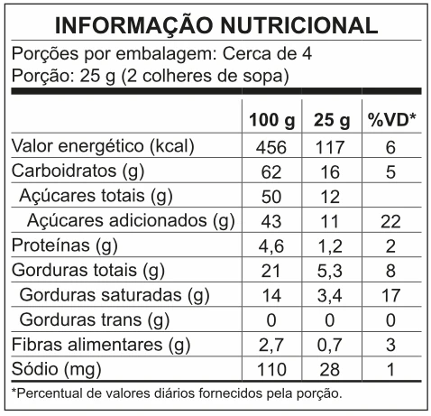 Tabela nutricional Rocks Mesclado 110g